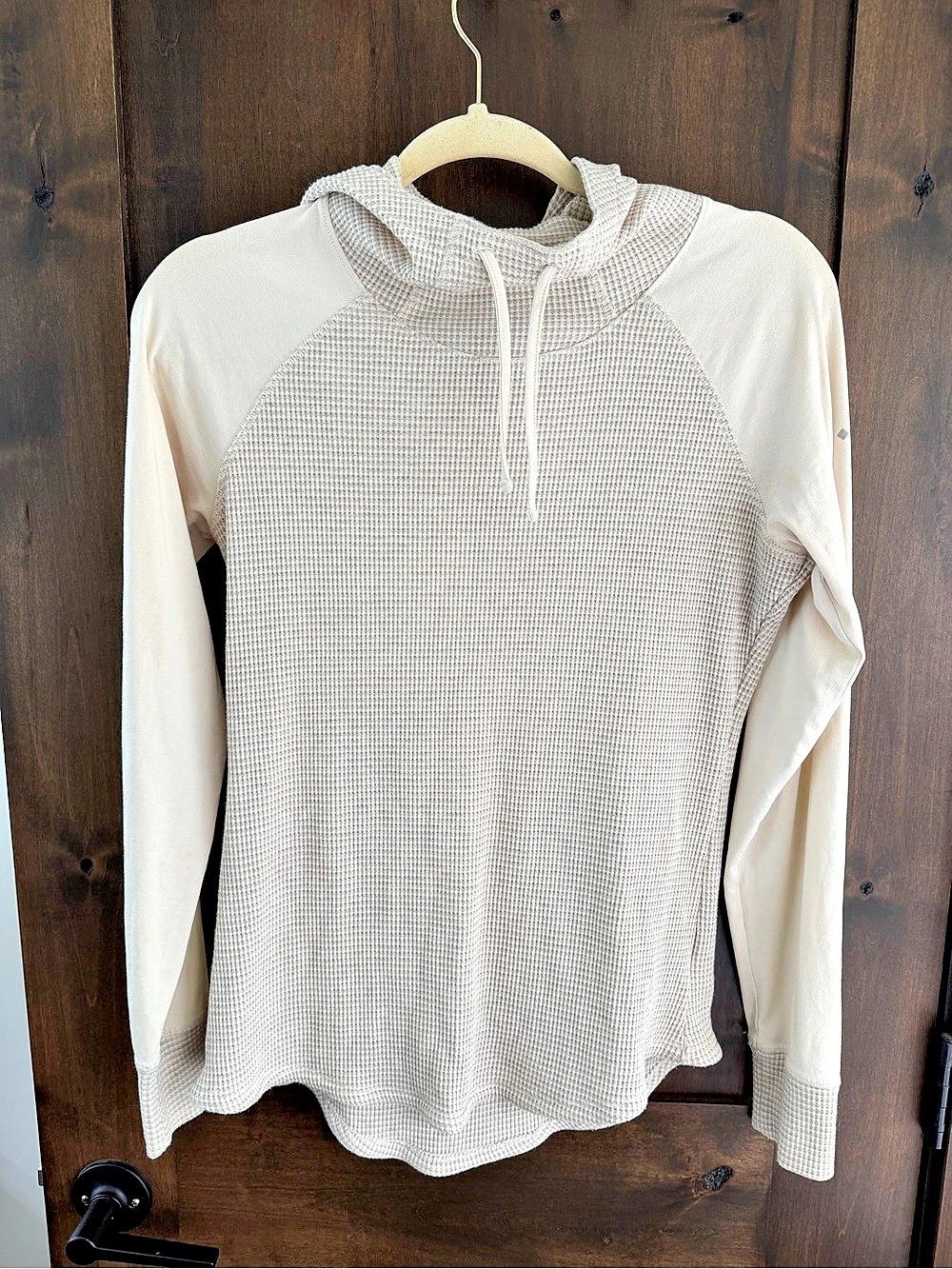 Columbia Holly Hideaway Waffle Cowl Neck Pullover White & Gray Medium Like New
